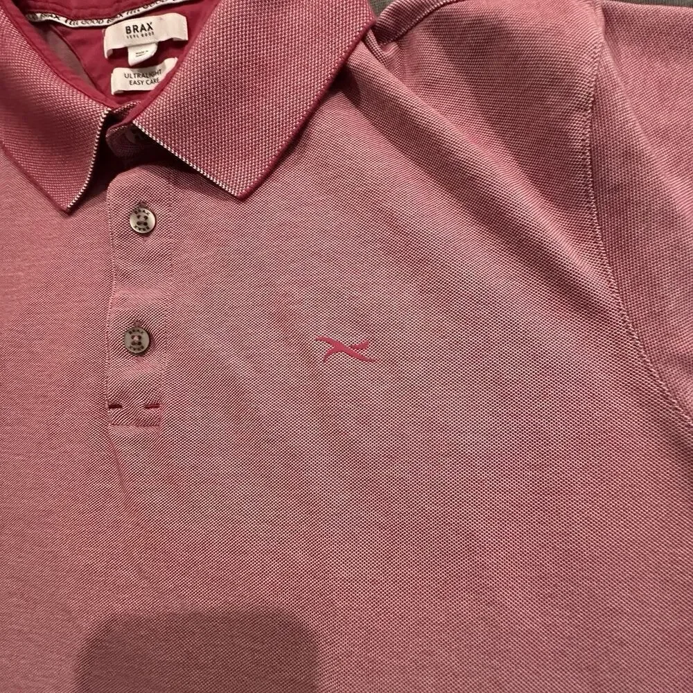 Brax Shirt Mens Large Ultralight Polo Short Sleeve Red Button Golf Feel Good